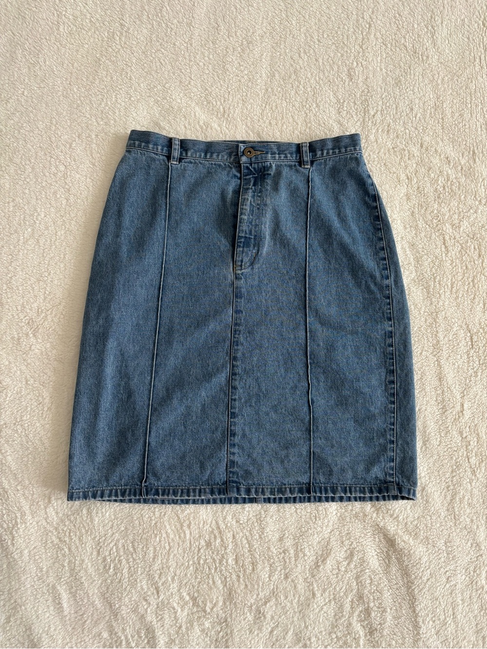 Liz Claiborne Lizwear Jeans Petite 10P Denim Pencil Skirt Blue Vintage 90s